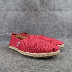 Toms Shoes Womens 6 Casual Slip On Flats Freetown Espadrille Classic Comfort Red
